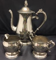 Three piece silver plated tea/coffee service (Saleroom location: T11)