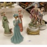 Five continental figurines - Capo-di-Monte Limited Edition 'Lady Addressing Her Hair' No: 189/1500