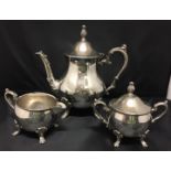 Three piece silver plated tea/coffee service (Saleroom location: T11)