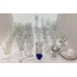 Fifty plus items of glassware including engraved glasses from late 1800s and early 1900s
