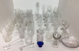 Fifty plus items of glassware including engraved glasses from late 1800s and early 1900s