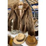 A Dyson (Furriers) Ltd ladies short brown fur jacket, two gentleman's hats,