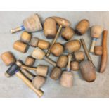 Twenty five plus wooden stone masons mallets (Saleroom location: S11 floor)