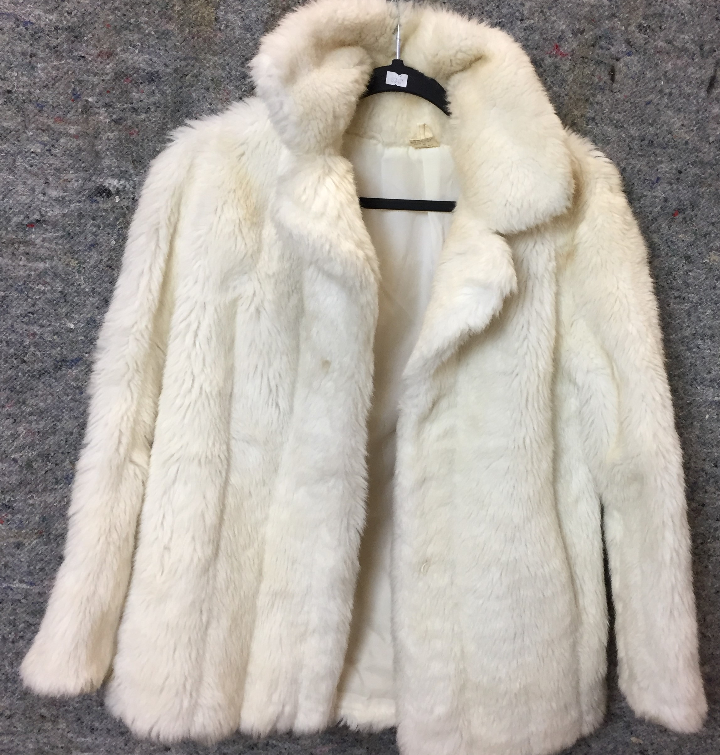 White faux fur jacket size 12 (Saleroom location: on rail at S13)