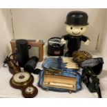 Remaining contents to rack - large plastic model of Fred the Flour Man, Konica C35 camera,
