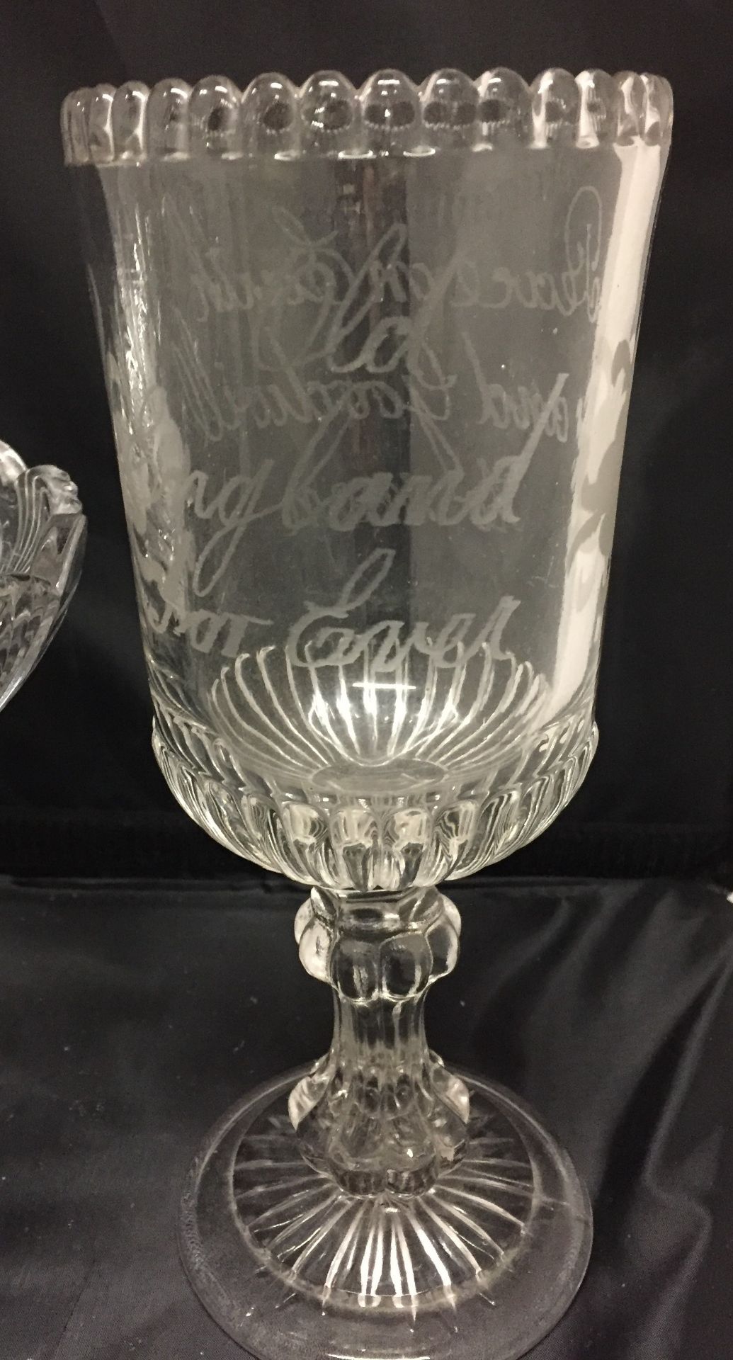 Sixteen items of glassware including stemmed cup 26cm high engraved Old England Forever, - Image 2 of 4