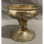 Silver dish on stand, hallmarked Birmingham 1981, 10cm high with weighted base (weight 8.