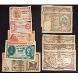 World - Group of banknotes including British Colonial, Middle East,