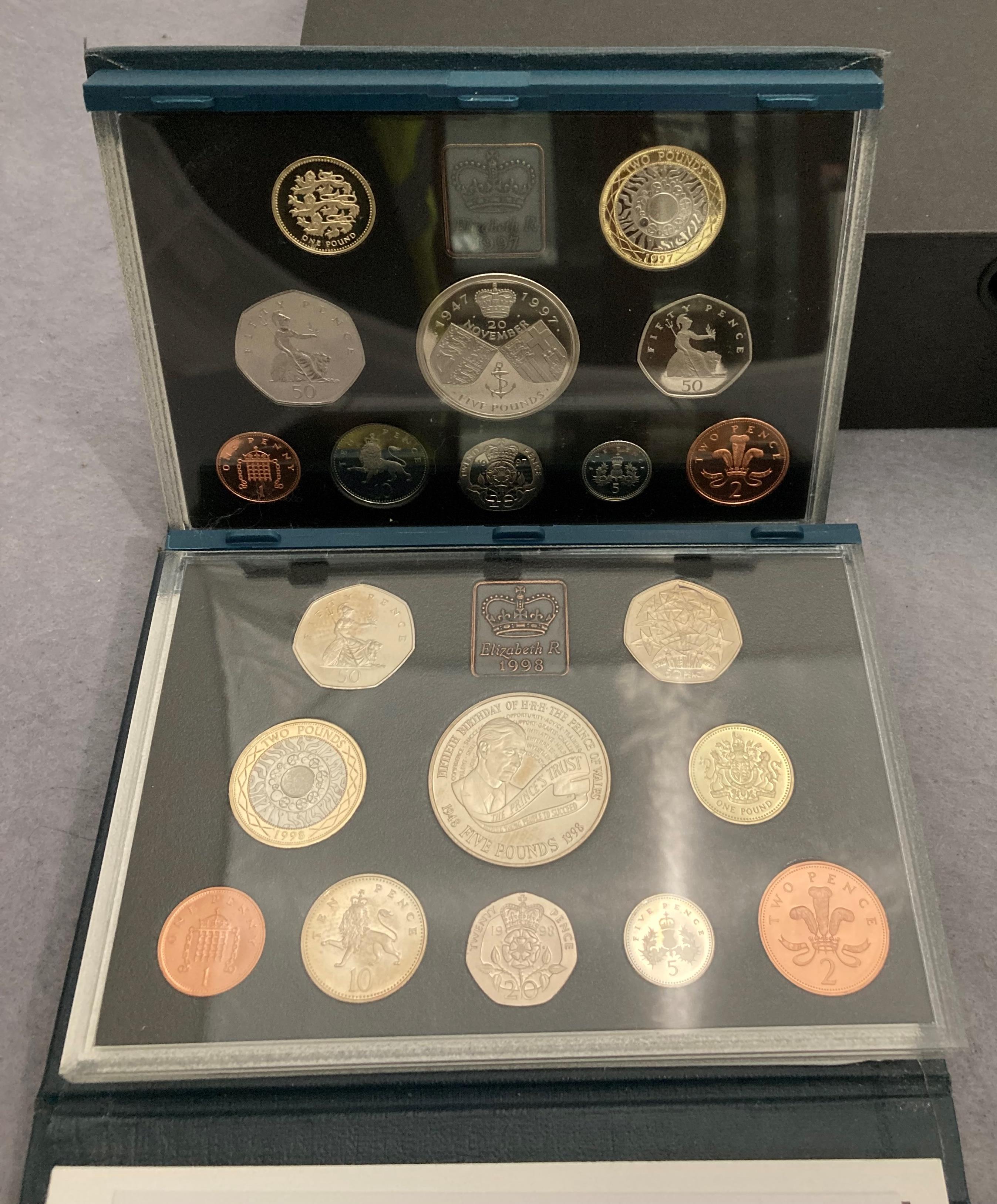 Three Royal Mint United Kingdon proof coin collection sets, years 1997, 1998, - Image 2 of 3