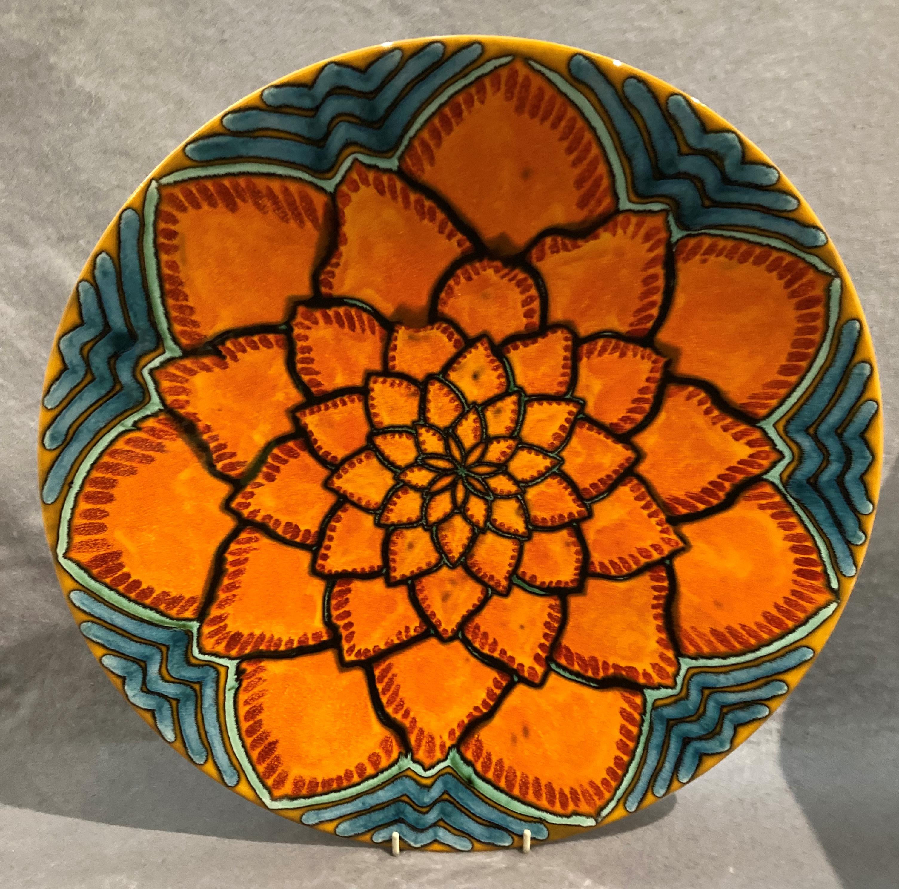 Poole Studio 42cm charger Orange Artichoke by Nikki Massarella (saleroom location S3 QC05)