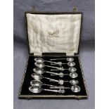 Twelve silver teaspoons (hallmarked Birmingham possibly 1913 or 1938) and a set of six Mexican