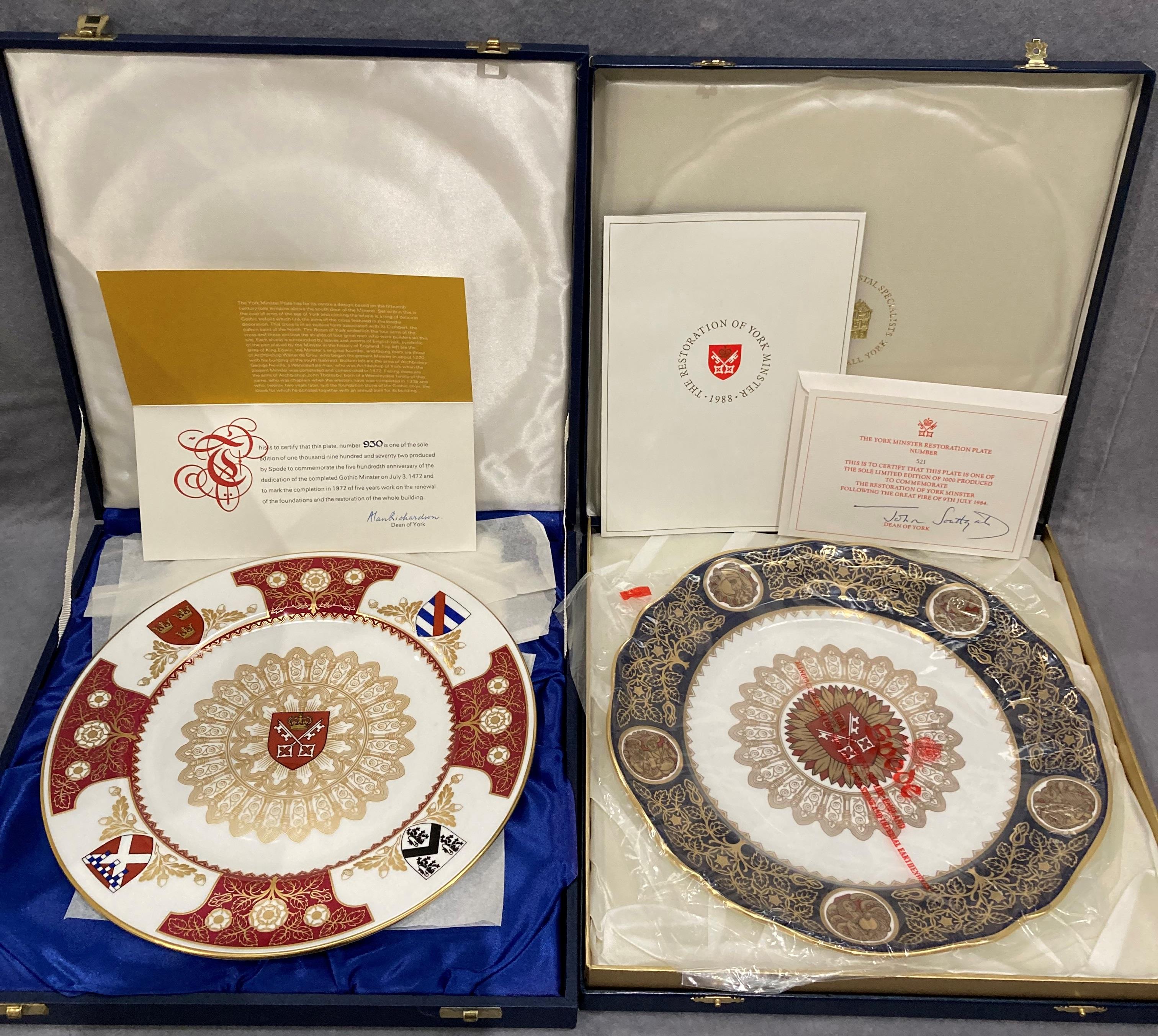 Two Spode limited edition plates - The York Minster Restoration plate no 521 of 1000 and The York