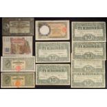 Europe - Collection of 11 banknotes; Switzerland, France, Italy, Denmark