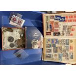 Contents to tray - small stamp album and contents - GB and other stamps circa 1960s/1970s - Queen's