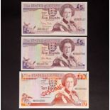 Jersey - Specimen Ten Pounds, 1993 issue, uncirculated, serial no.