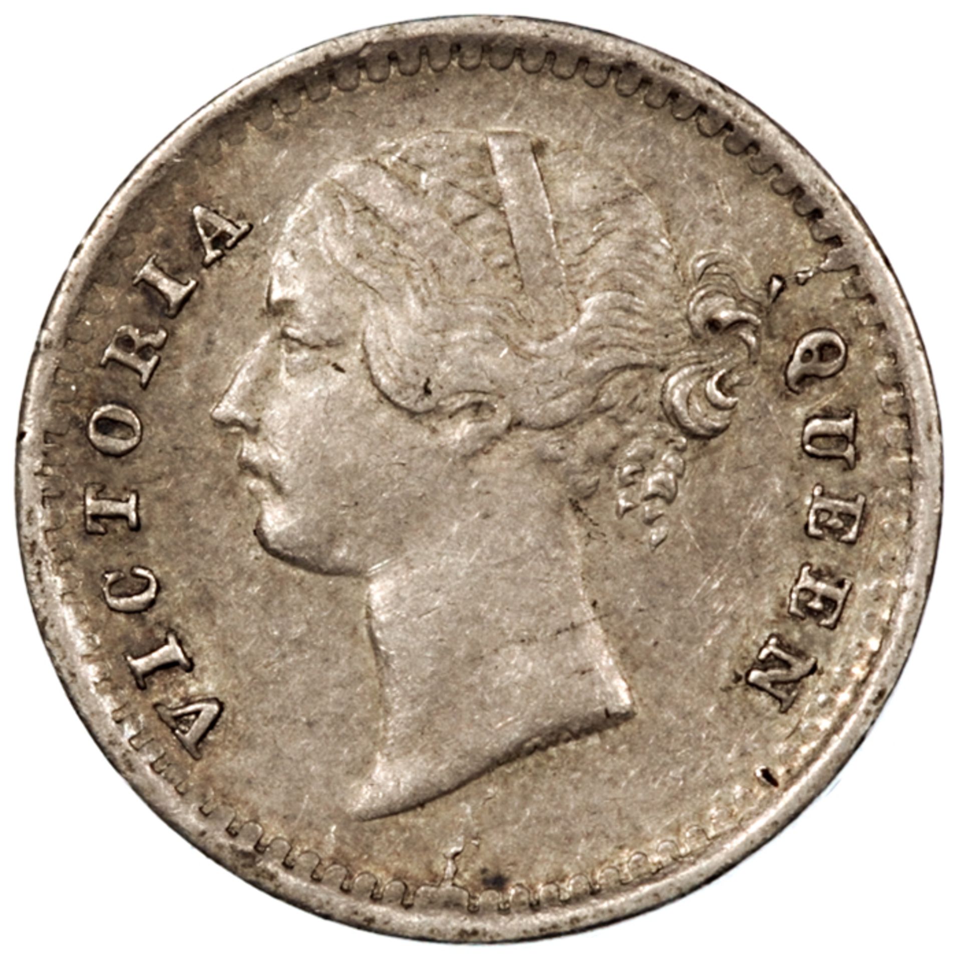 India - Two Annas 1841, .w.w on trun., divided legend, Calcutta Mint