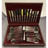 Forty-five piece canteen of cutlery by Regency Manor in mahogany case (saleroom location S3 QC07)