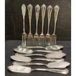 Set of eleven silver French hall mark items including six fish knives,