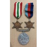Three Second World War medals - The Italy Star with ribbon,