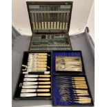 Forty six piece canteen of cutlery by Pearsons in an oak case,