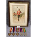 Five World War II medals including 1939-1945 Campaign Star medal, Africa Star medal,