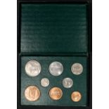 Irish Republic - Set of 8 uncirculated coins of Ireland, farthing to half crown, 1959 to 1969,