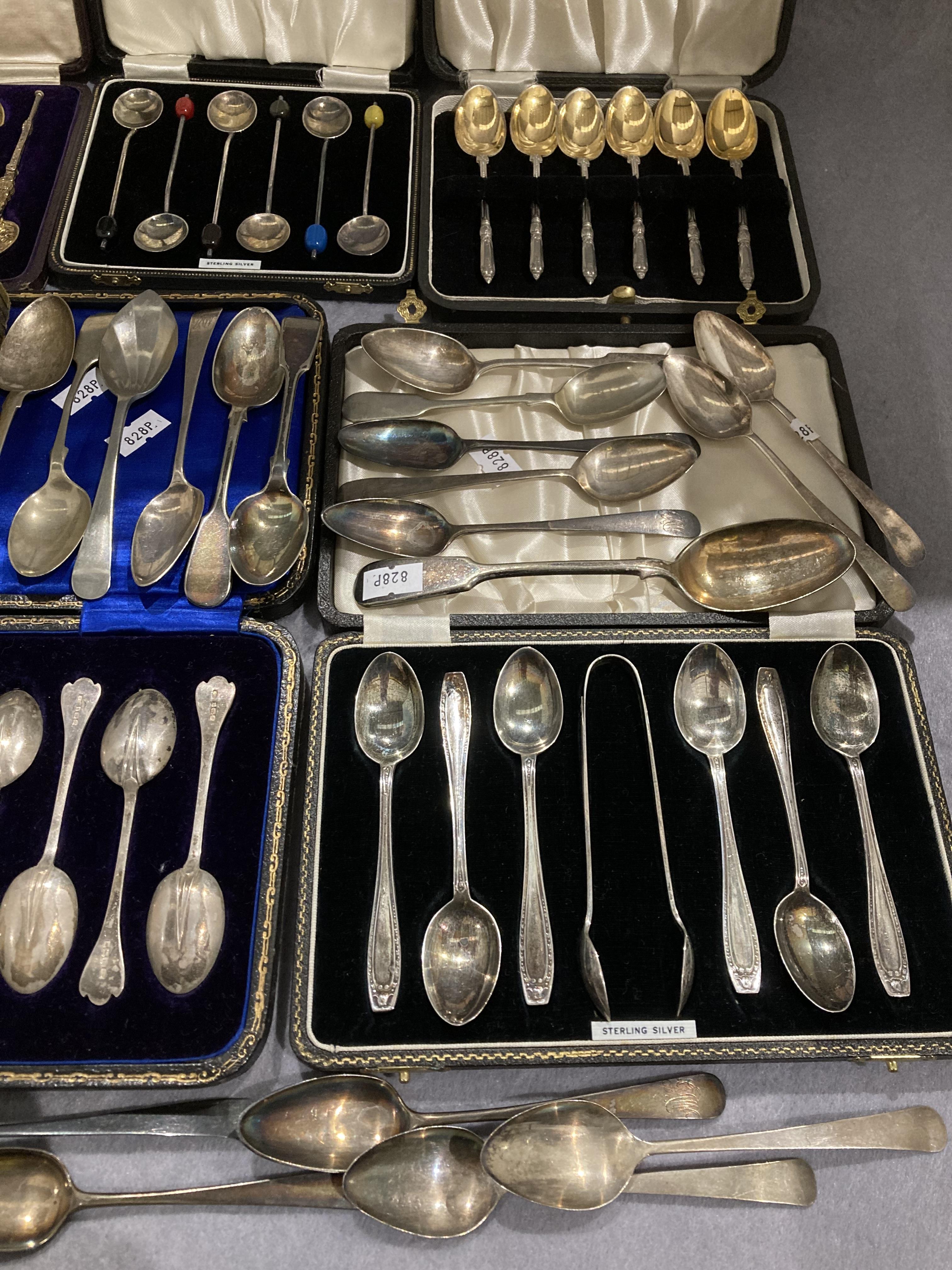 Three boxed sets of silver spoons/teaspoons, - Image 3 of 6