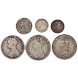 Victoria - Various Silver Coins (6) Florins, Sixpence,