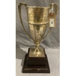 Silver double handled trophy for "B Company,