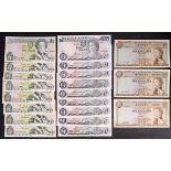 Jersey - 3 Ten Shillings, 1963; 17 One pound notes, 1976 onwards,