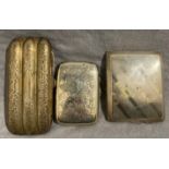 Silver cigar case and two silver cigarette cases (total weight 9.