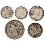 Hong Kong - British Colonial Silver Coins (5), Victoria and Edward VII,