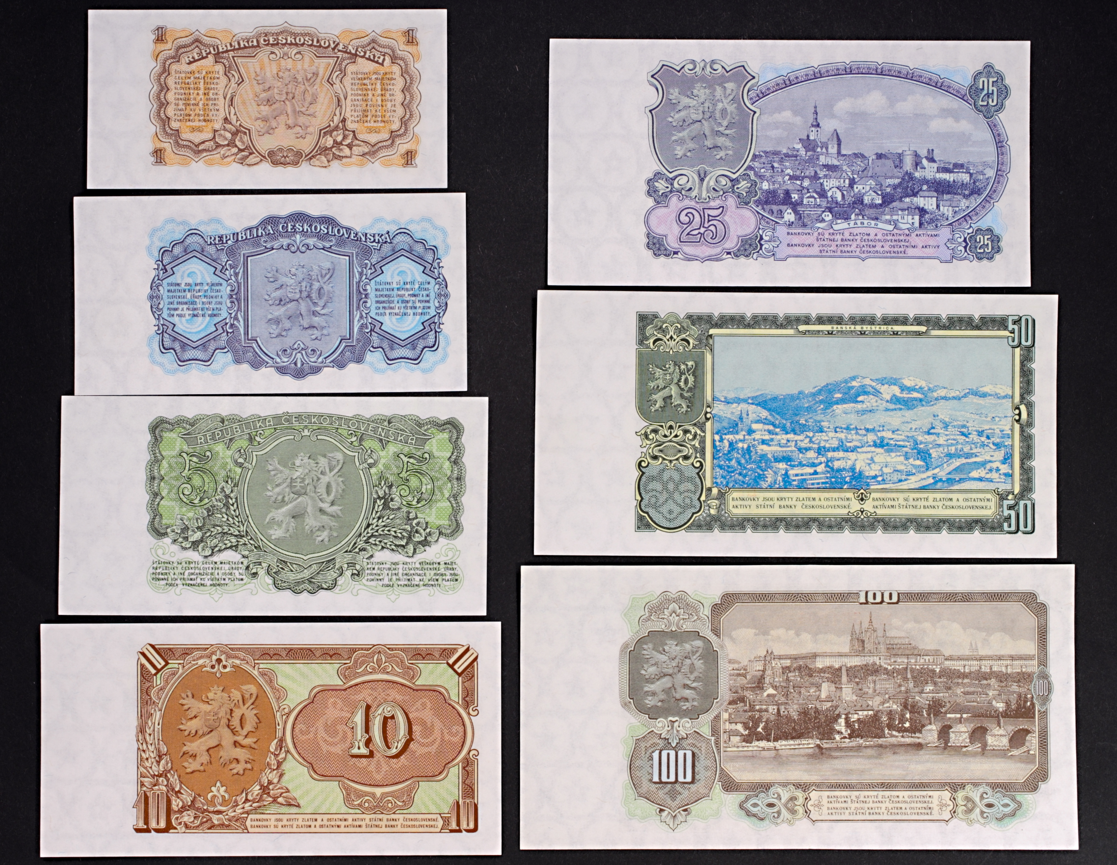 Czechoslovakia - 1953 set of 7 Uncirculated banknotes, 1 to 100 Koruna - Image 2 of 2