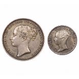 Victoria - Silver Coins (2) Shilling 1864; Groat 1854.