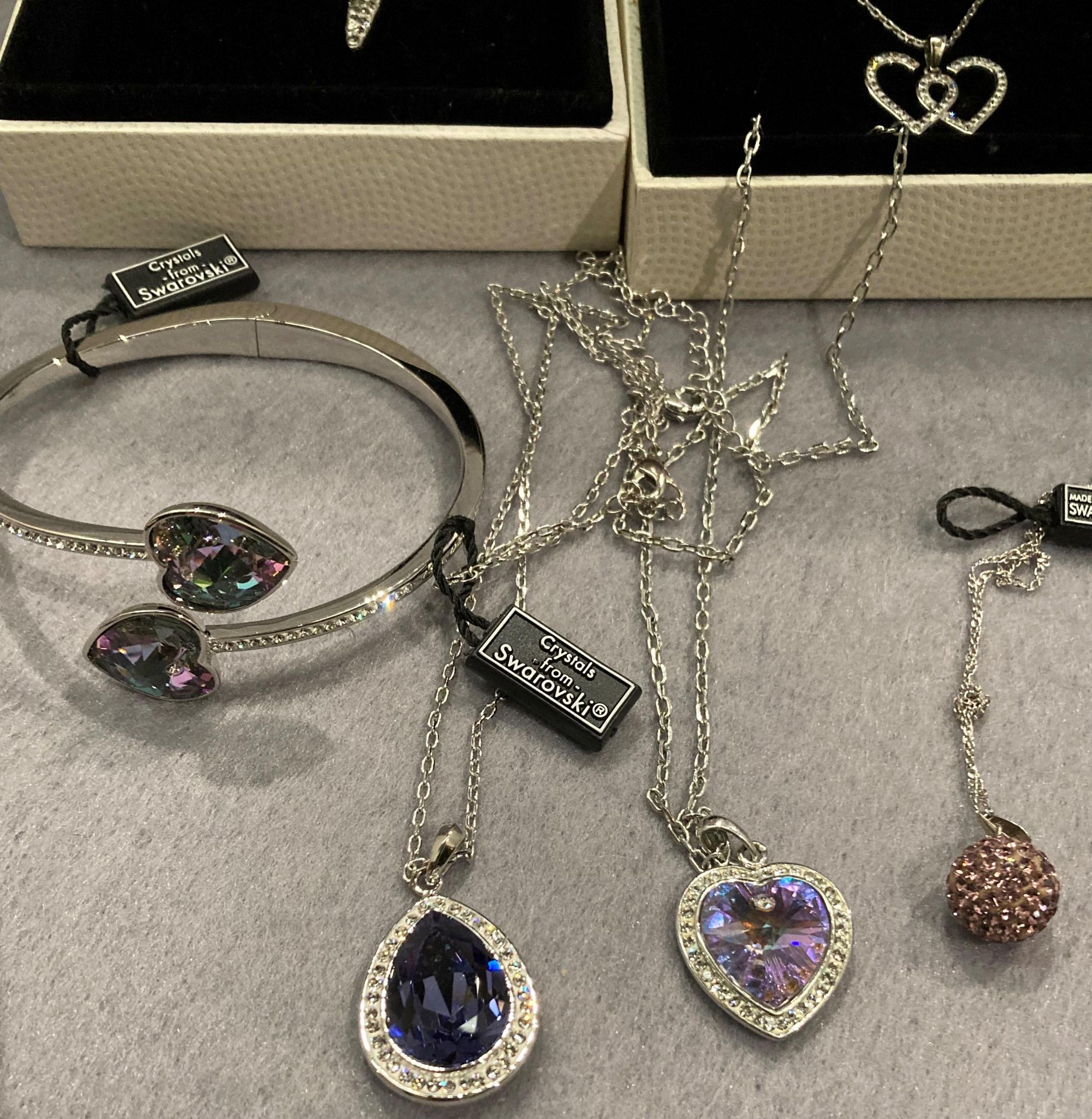 Six items of jewellery with crystals from Swarovski - bangle and five necklaces (one sterling - Image 4 of 4