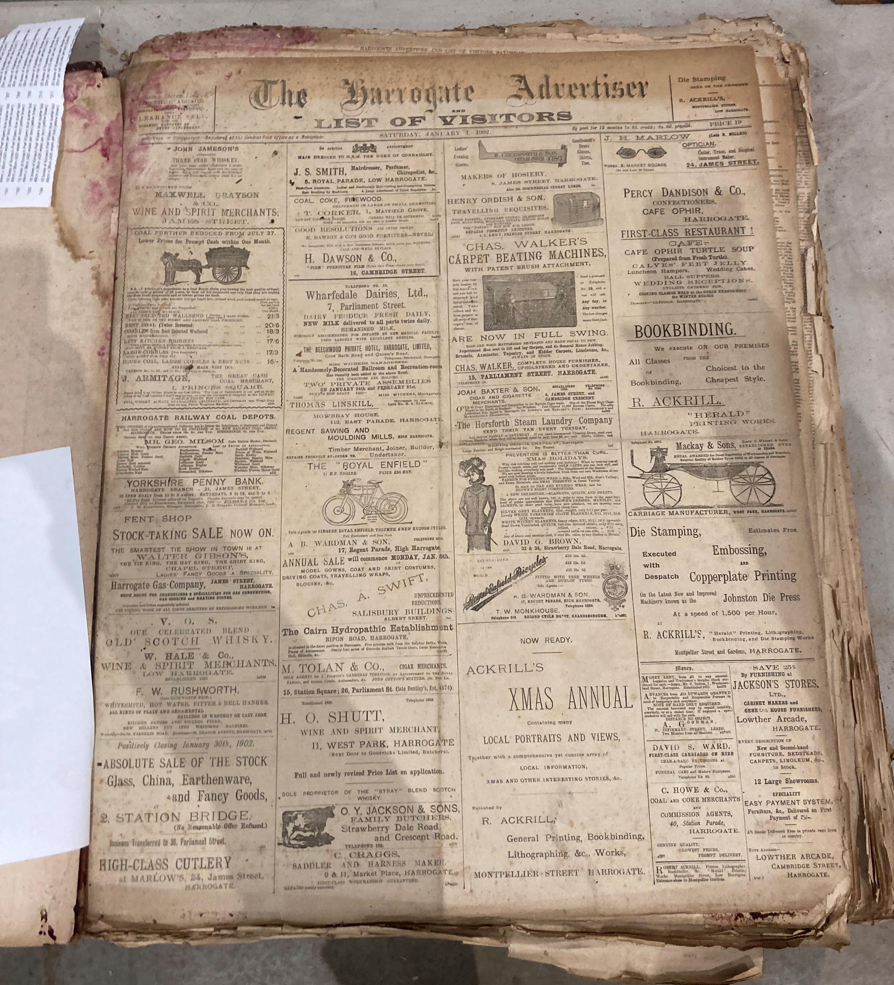 The Harrogate Advertiser and List of Visitors 66th Year of Publication - Sat Jan 4th 1902 - price