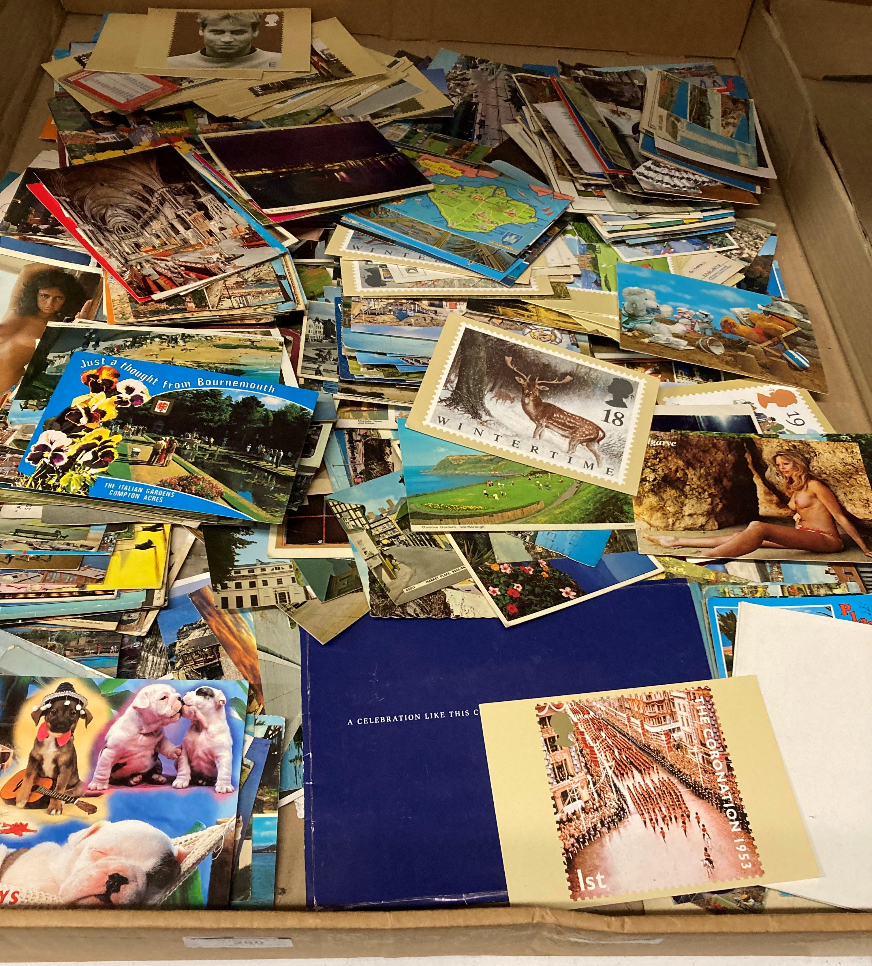 Contents to tray - a very large quantity of mainly colour holiday postcards for the 1960's and