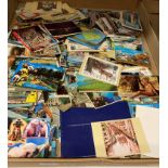 Contents to tray - a very large quantity of mainly colour holiday postcards for the 1960's and