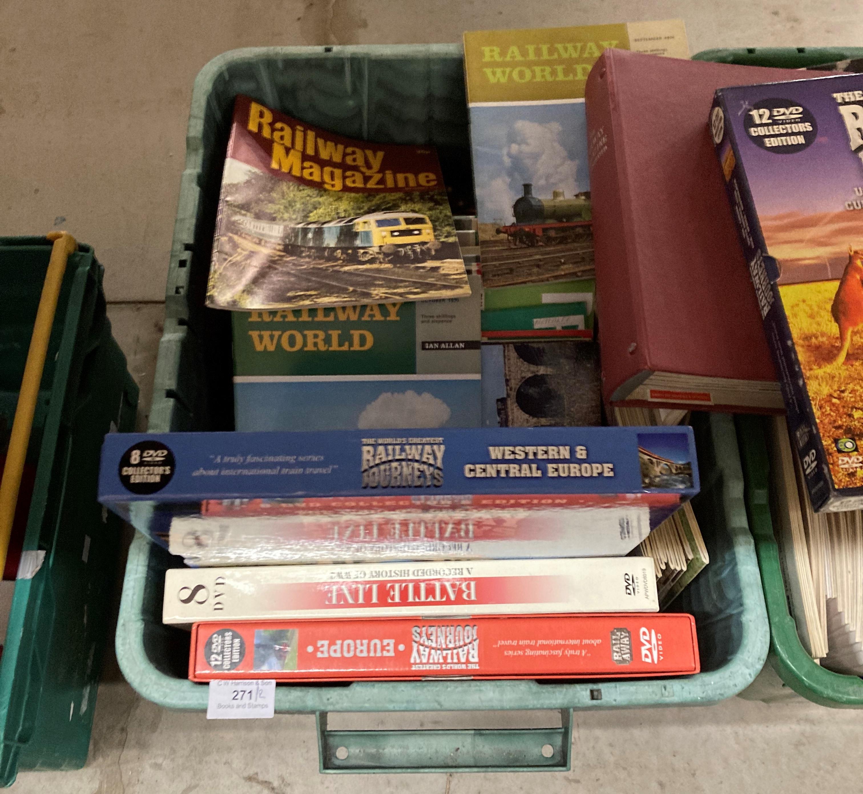 Contents to two green plastic crates - a large quantity of Railway World magazines 1960's/70's, - Image 3 of 3