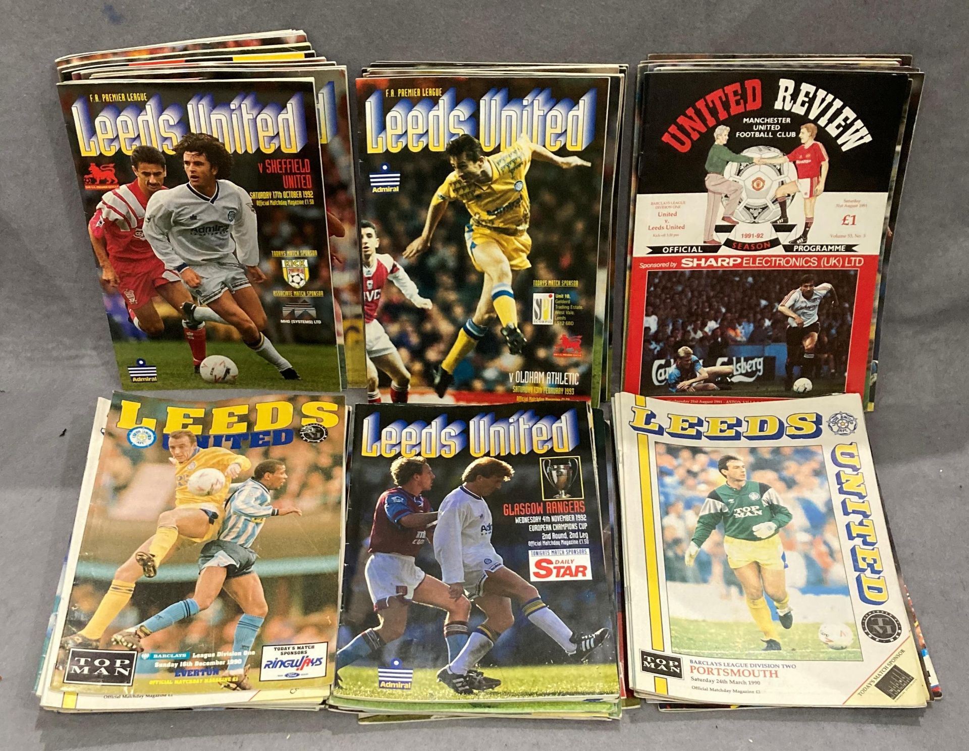 Contents to tray - approximately 70 Leeds United mainly home programmes circa 1990-92 with some - Image 2 of 2