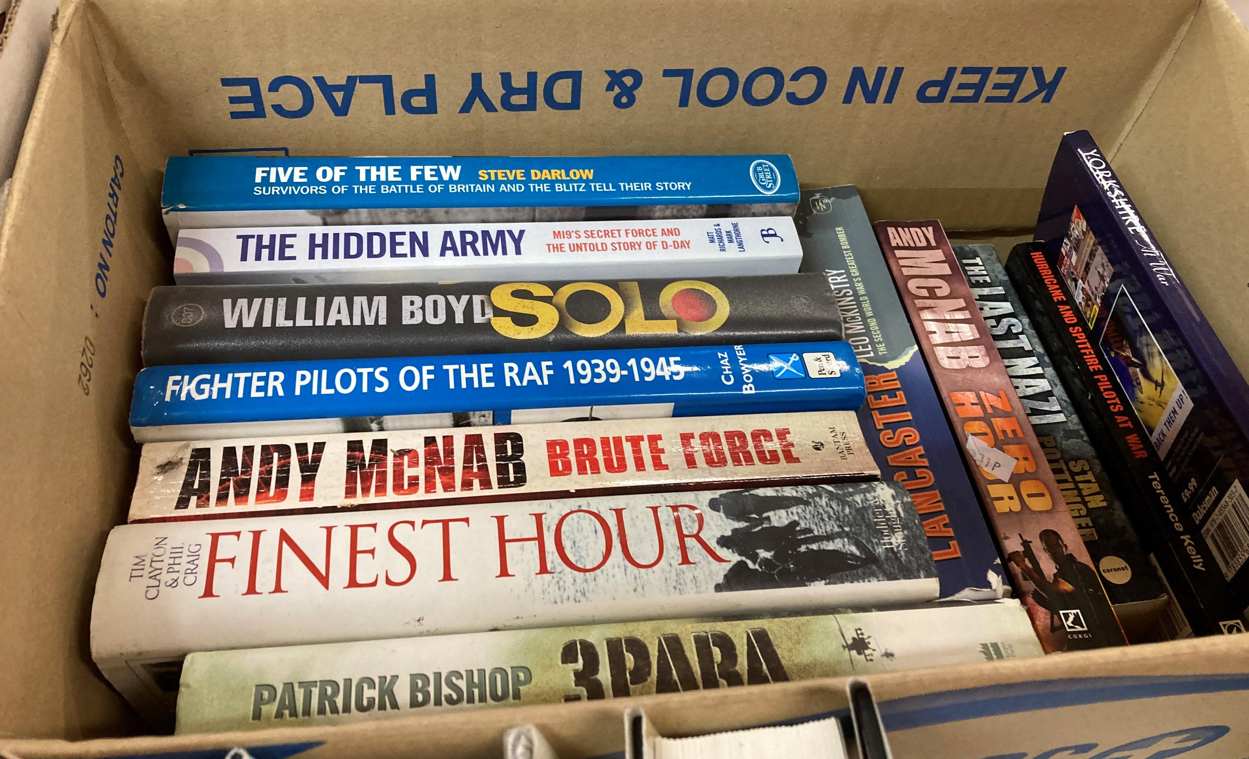 Contents to two boxes and in front of two boxes - thirty books on Warfare and Air Warfare mainly - Image 4 of 4