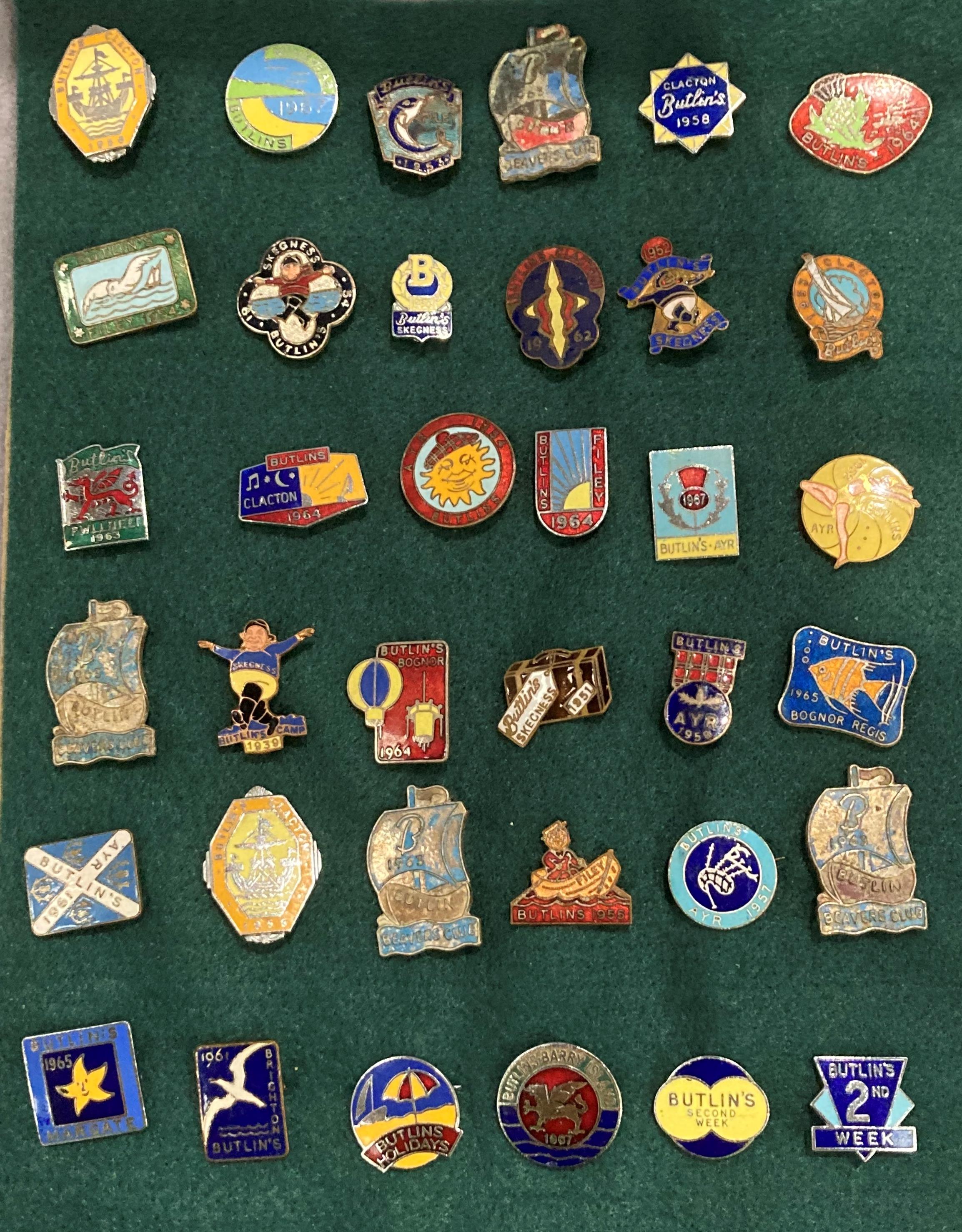 A collection of thirty six vintage Butlins badges