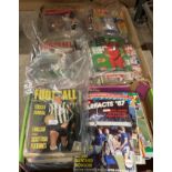 Contents to a large tray and a box - a large quantity of Football magazines and Charles Buchan's