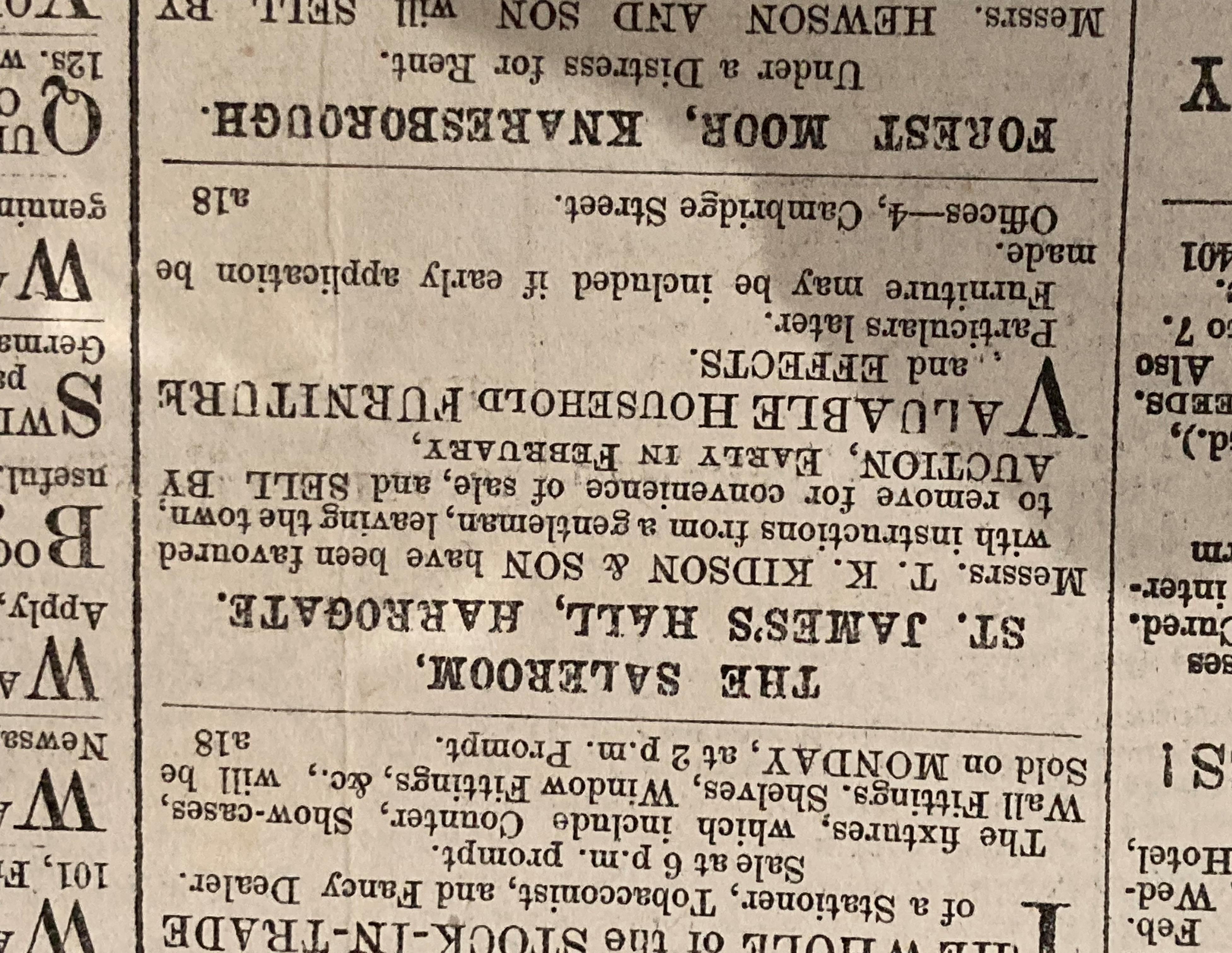 The Harrogate Advertiser and List of Visitors 66th Year of Publication - Sat Jan 4th 1902 - price - Bild 7 aus 11