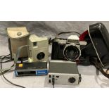 Contents to box three various cameras including a 'Brownie Vecta' in case,