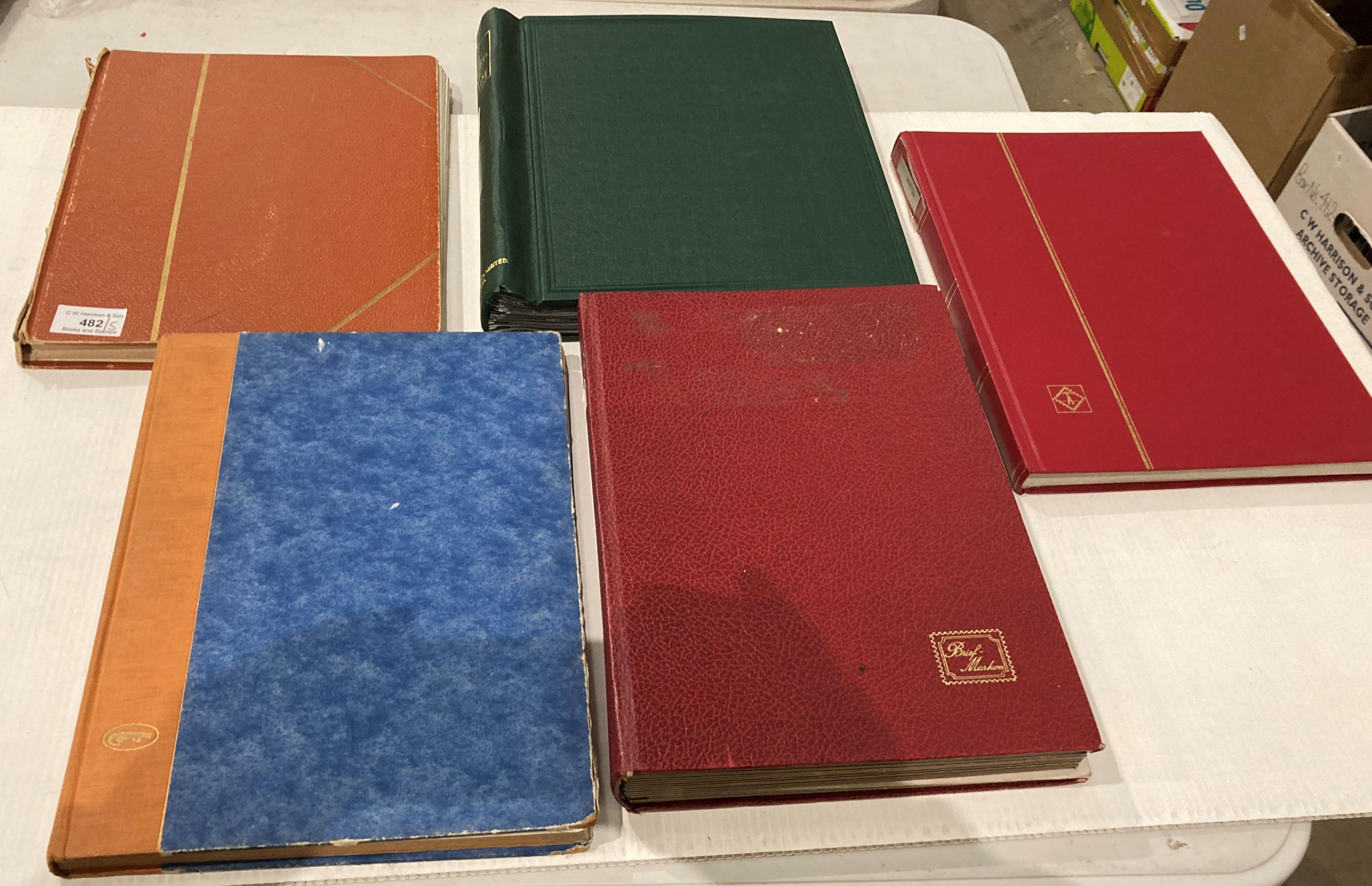Five stamp albums and contents - Belgian stamps - three fairly full,