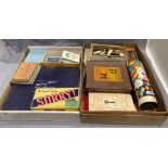 Contents to lid and box - a quantity of vintage board and other games 'The Game of Military Whist