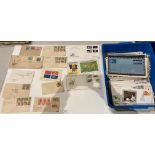 Contents to blue plastic tray - 180 First Day Covers mainly Barbados but also GB,