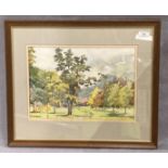 L Holroyd framed watercolour 'Trees in Bretton Park' 27cm x 39cm