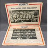 Two photo prints of the 1968 Rugby League Challenge Cup Finalists 1968 Watersplash Final Wakefield